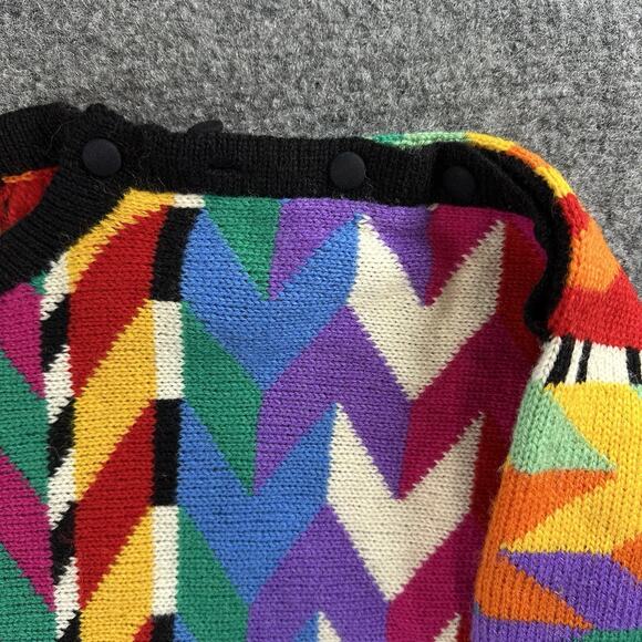 Vtg Maggie White Handmade in England Pure Wool Chevron Cardigan Knit Sweater BIN - Picture 4 of 10